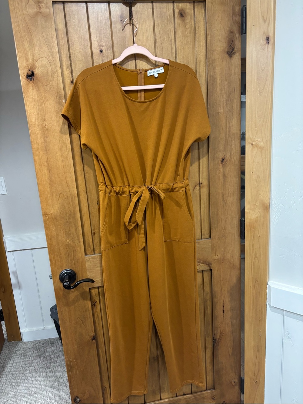Relaxed Tie-Waist Jumpsuit in Mustard